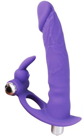 Фиолетовая вибронасадка для двойного проникновения - 15 см. - Bior toys - купить с доставкой в Ростове-на-Дону