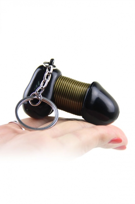 Черный брелок для ключей в форме пениса - Romfun - купить с доставкой в Ростове-на-Дону