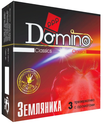 Ароматизированные презервативы Domino  Земляника  - 3 шт. - Domino - купить с доставкой в Ростове-на-Дону