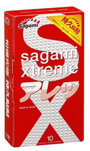 Утолщенные презервативы Sagami Xtreme Feel Long с точками - 10 шт. - Sagami - купить с доставкой в Ростове-на-Дону