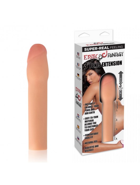Телесная реалистичная насадка для увеличения члена - 20 см. - Erotic Fantasy - в Ростове-на-Дону купить с доставкой