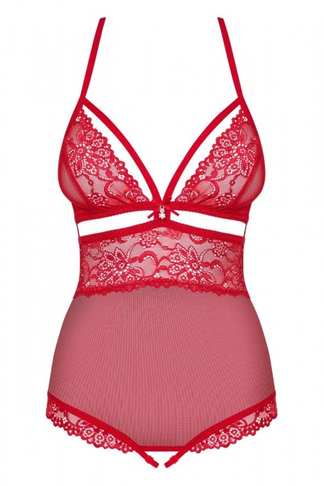 Изящное кружевное боди с интимным доступом - Obsessive купить с доставкой