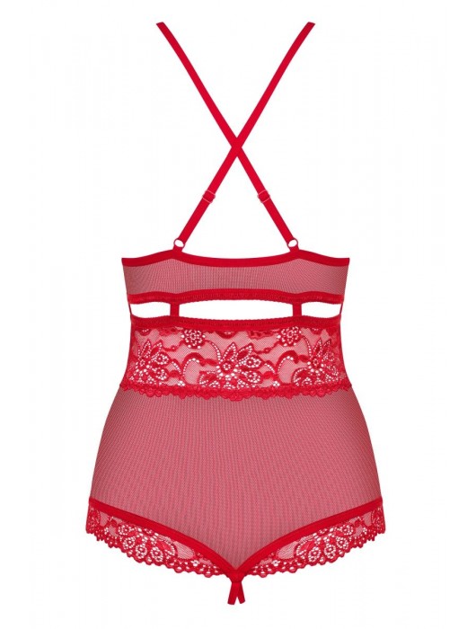 Изящное кружевное боди с интимным доступом - Obsessive купить с доставкой