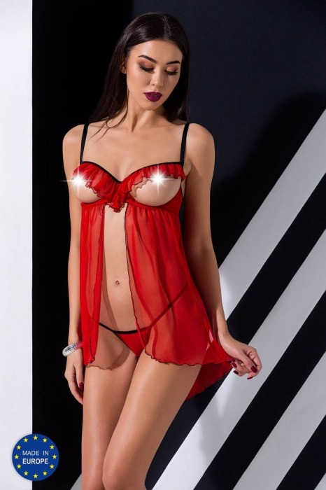 Роскошая полупрозрачная сорочка Cherry с открытым лифом - Passion купить с доставкой