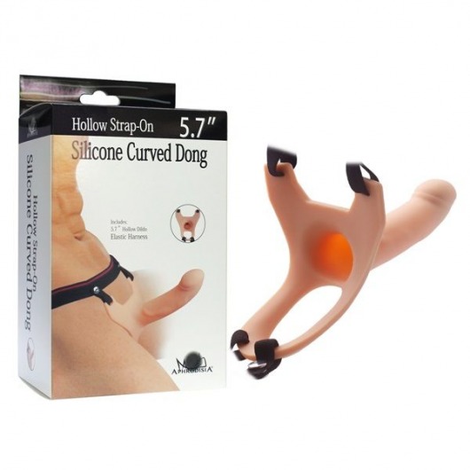 Телесный полый фаллопротез на лентах - 14,5 см. - Howells - купить с доставкой в Ростове-на-Дону