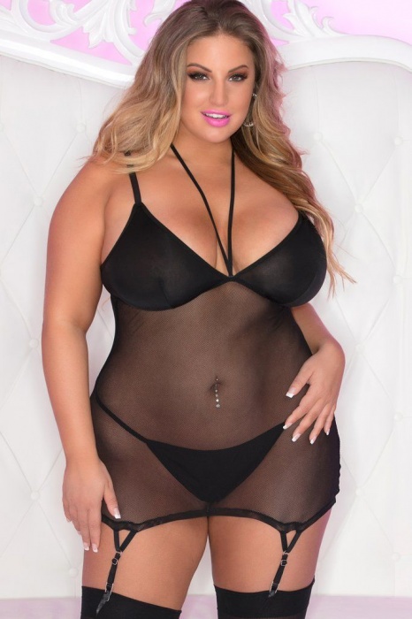 Соблазнительная полупрозрачная сорочка с декоративными элементами - Pink Lipstick купить с доставкой