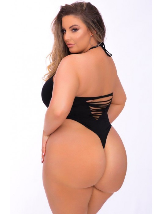 Пикантное женское боди с завязкой на шее - Pink Lipstick купить с доставкой