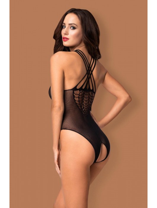 Эффектное полупрозрачное боди в сеточку с интимным доступом - Obsessive купить с доставкой