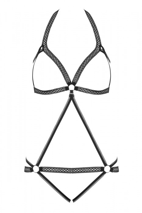 Соблазнительное боди Darkie с колечками - Obsessive купить с доставкой