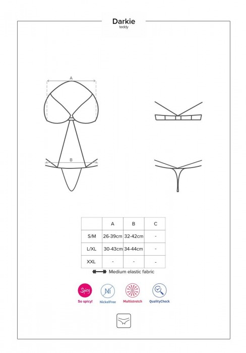 Соблазнительное боди Darkie с колечками - Obsessive купить с доставкой