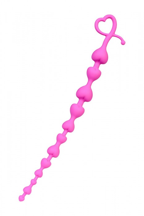 Розовая силиконовая анальная цепочка Long Sweety - 34 см. - ToyFa