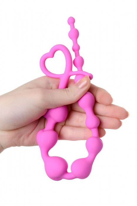 Розовая силиконовая анальная цепочка Long Sweety - 34 см. - ToyFa