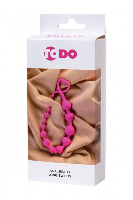 Розовая силиконовая анальная цепочка Long Sweety - 34 см. - ToyFa