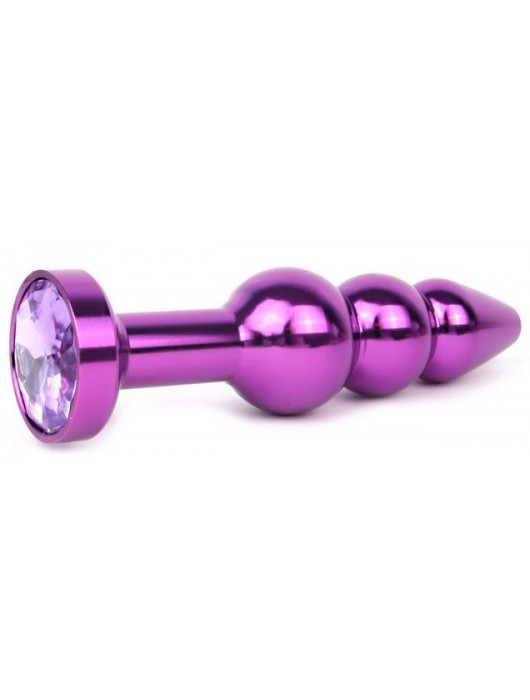 Удлиненная фиолетовая анальная втулка с фиолетовым кристаллом - 11,3 см. - Anal Jewelry Plug - купить с доставкой в Ростове-на-Дону