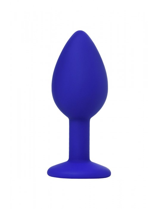 Синяя силиконовая анальная пробка Brilliant с прозрачным кристалллом - 7 см. - ToyFa - купить с доставкой в Ростове-на-Дону