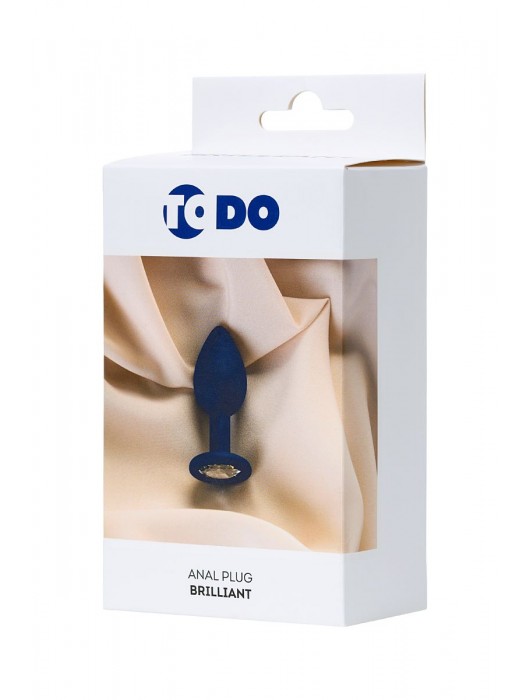 Синяя силиконовая анальная пробка Brilliant с прозрачным кристалллом - 7 см. - ToyFa - купить с доставкой в Ростове-на-Дону