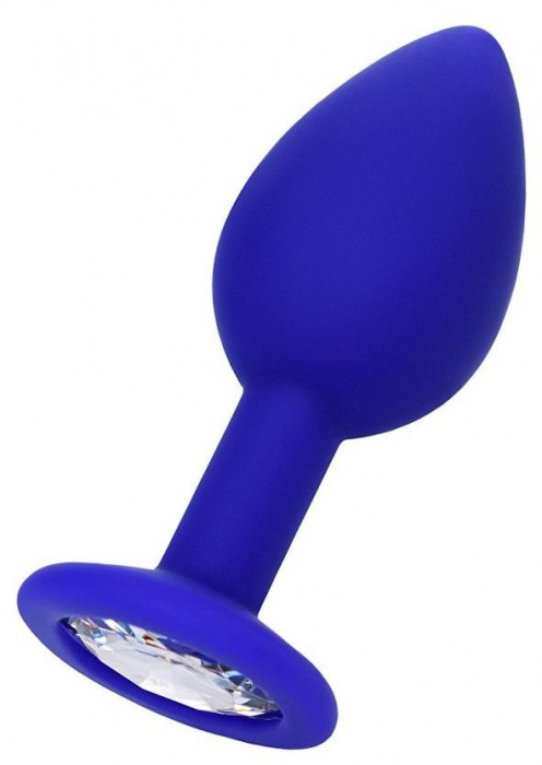 Синяя силиконовая анальная пробка Brilliant с прозрачным кристалллом - 7 см. - ToyFa - купить с доставкой в Ростове-на-Дону