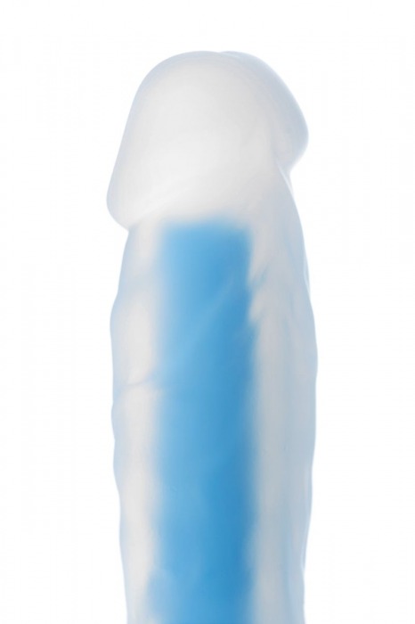 Прозрачно-синий фаллоимитатор, светящийся в темноте, Bruce Glow - 22 см. - ToyFa