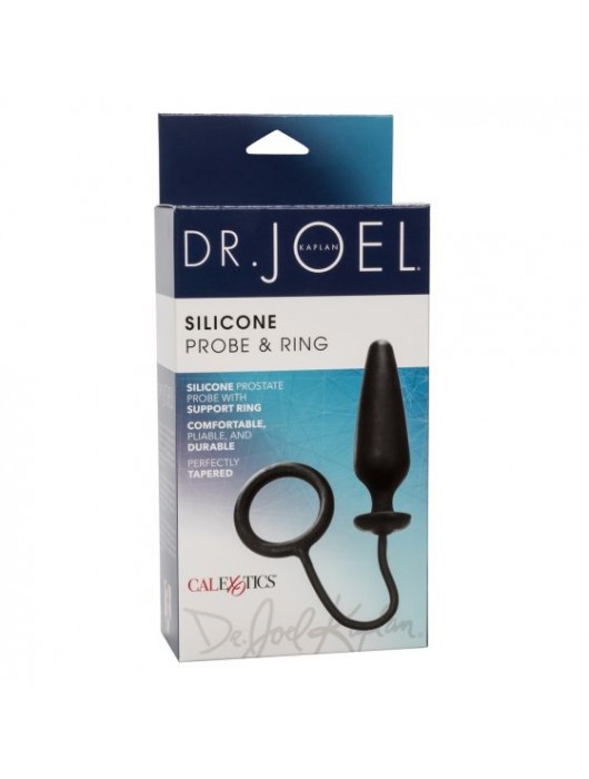Черное эрекционное кольцо с анальной пробкой Dr. Joel Kaplan Silicone Probe   Ring - California Exotic Novelties - в Ростове-на-Дону купить с доставкой