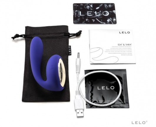 Синий вибромассажер для пар Tara Midnight Blue - Lelo