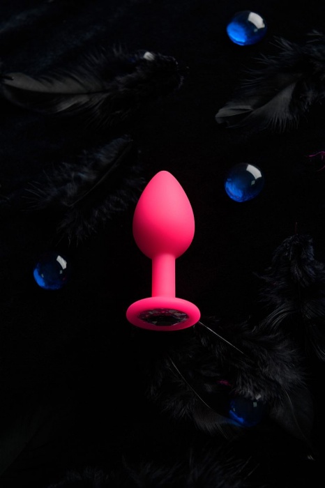 Розовая коническая анальная пробка с прозрачным кристаллом - 7,2 см. - POPO Pleasure - купить с доставкой в Ростове-на-Дону