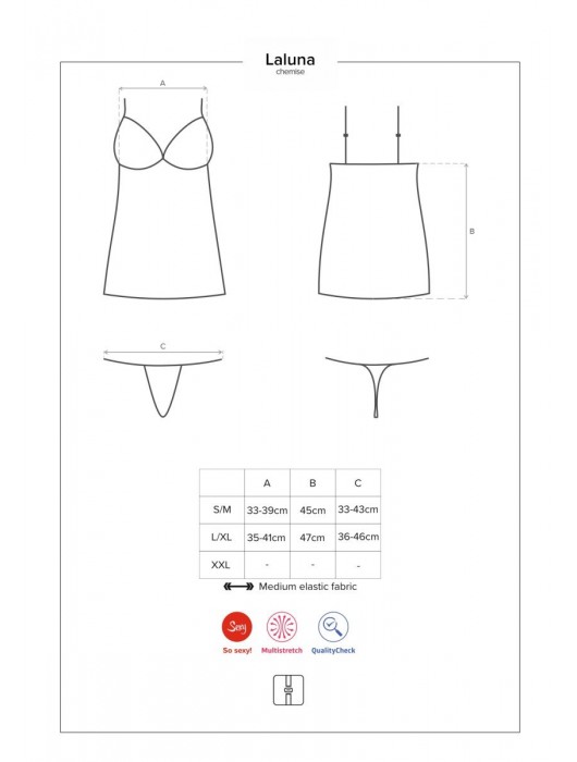 Коротенькая сорочка Laluna с кружевом - Obsessive купить с доставкой