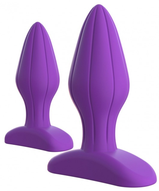 Набор из 2 фиолетовых анальных пробок с рельефом Her Designer Love Plug Set - Pipedream