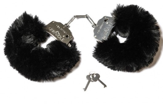 Дерзкие наручники с пушистым черным мехом - Le Frivole - купить с доставкой в Ростове-на-Дону