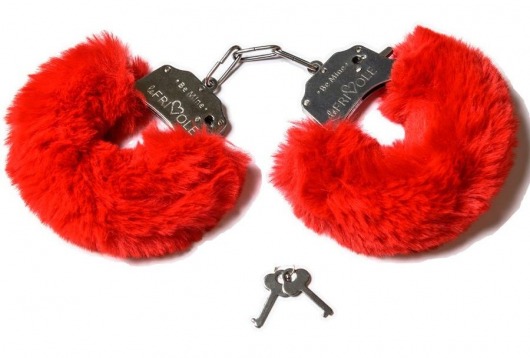 Шикарные наручники с пушистым красным мехом - Le Frivole - купить с доставкой в Ростове-на-Дону