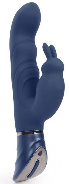 Темно-синий вибромассажер-кролик с 9 режимами вибрации - 24 см. - A-LOVING