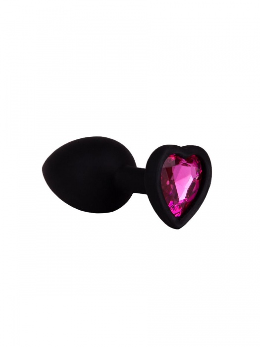 Черная силиконовая пробка с малиновым кристаллом - 7,3 см. - Джага-Джага - купить с доставкой в Ростове-на-Дону