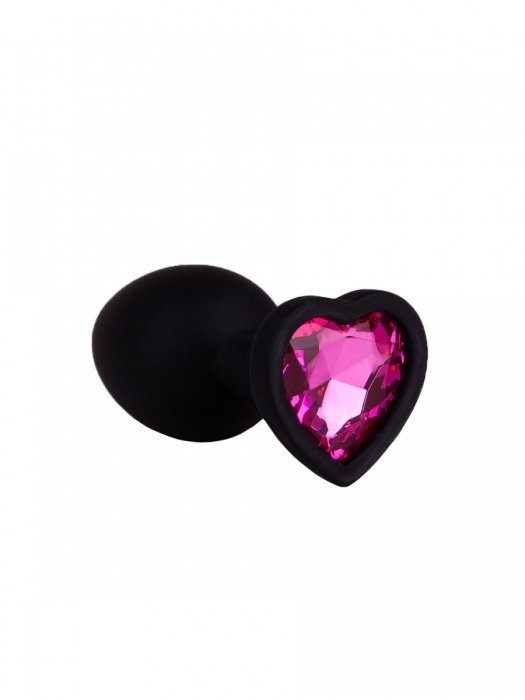 Черная силиконовая пробка с малиновым кристаллом - 7,3 см. - Джага-Джага - купить с доставкой в Ростове-на-Дону