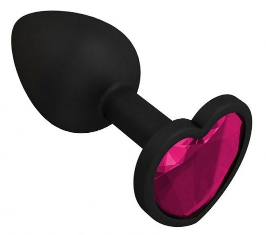 Черная силиконовая пробка с малиновым кристаллом - 7,3 см. - Джага-Джага - купить с доставкой в Ростове-на-Дону