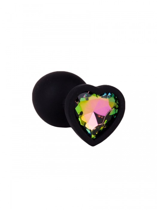 Черная силиконовая пробка с радужным кристаллом - 7,3 см. - Джага-Джага - купить с доставкой в Ростове-на-Дону