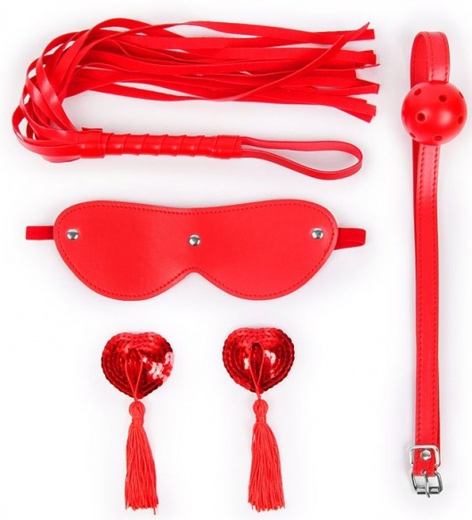 Пикантный набор БДСМ из 4 предметов в красном цвете - Notabu - купить с доставкой в Ростове-на-Дону