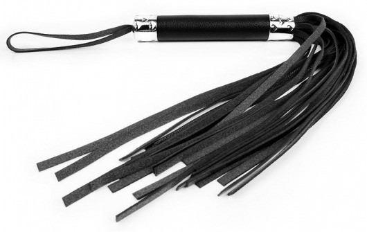 Черная многохвостая плеть с круглой ручкой - 44 см. - Notabu - купить с доставкой в Ростове-на-Дону