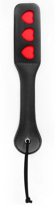 Черная шлепалка NOTABU с красными сердечками - 32 см. - Notabu - купить с доставкой в Ростове-на-Дону