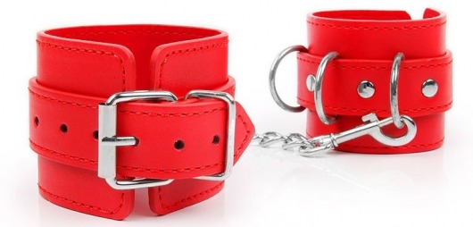 Красные наручники на регулируемых ремешках с цепочкой - Notabu - купить с доставкой в Ростове-на-Дону