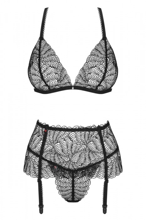 Роскошный кружевной комплект Chiccanta с поясом для чулок - Obsessive купить с доставкой
