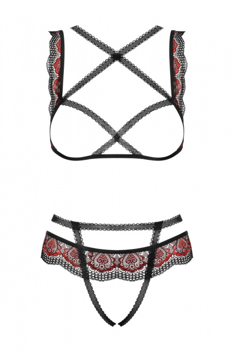 Соблазнительный комплект белья Megies с интимным доступом - Obsessive купить с доставкой