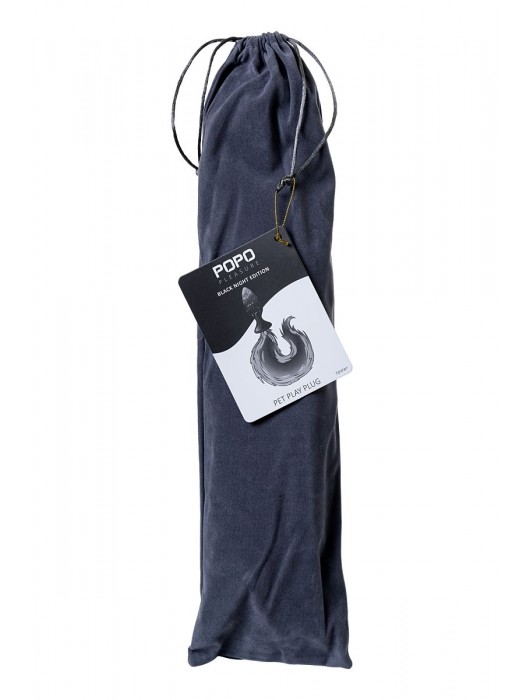 Черная анальная втулка с фиолетово-белым хвостиком - размер M - POPO Pleasure