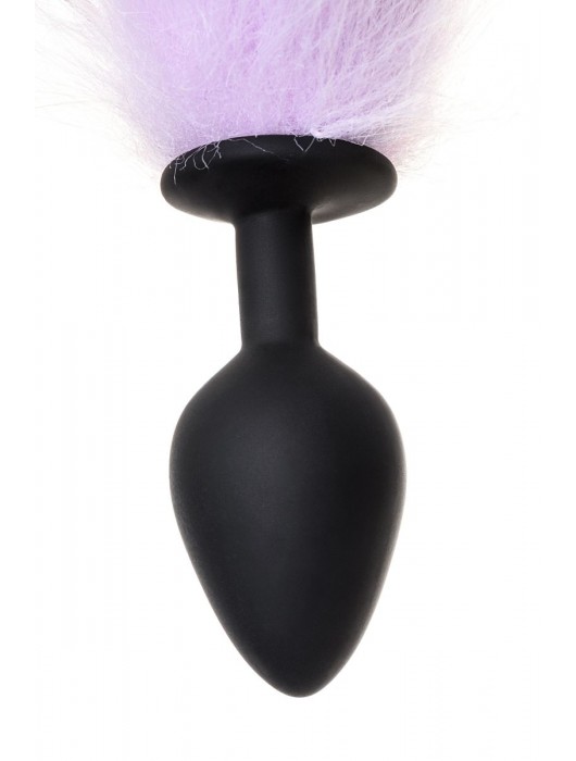 Черная анальная втулка с фиолетово-белым хвостиком - размер M - POPO Pleasure