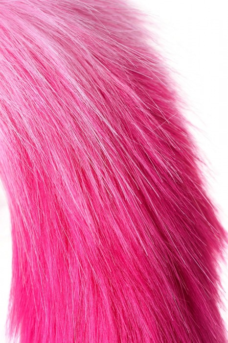 Черная анальная втулка с бело-розовым хвостиком - размер S - POPO Pleasure