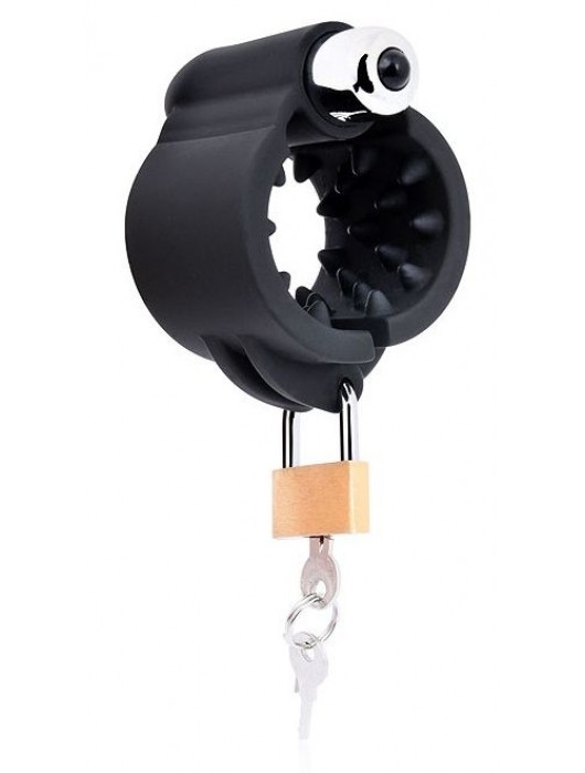 Черная эрекционная вибронасадка на пенис с ключиком - Bior toys - в Ростове-на-Дону купить с доставкой