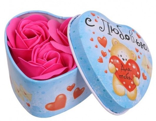 Розовые мыльные розы в шкатулке-сердце  С любовью  - 3 шт. -  - Магазин феромонов в Ростове-на-Дону