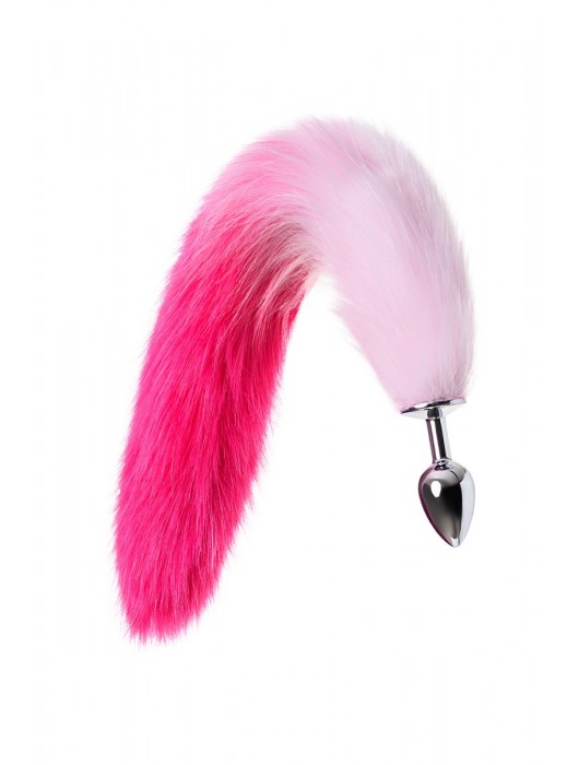 Серебристая анальная втулка с бело-розовым хвостом - размер S - ToyFa - купить с доставкой в Ростове-на-Дону