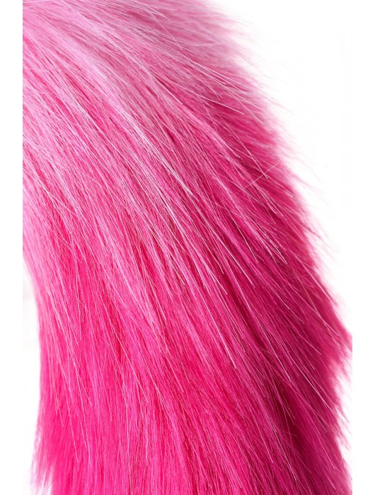 Серебристая анальная втулка с бело-розовым хвостом - размер S - ToyFa - купить с доставкой в Ростове-на-Дону