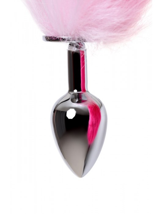 Серебристая анальная втулка с бело-розовым хвостом - размер S - ToyFa - купить с доставкой в Ростове-на-Дону