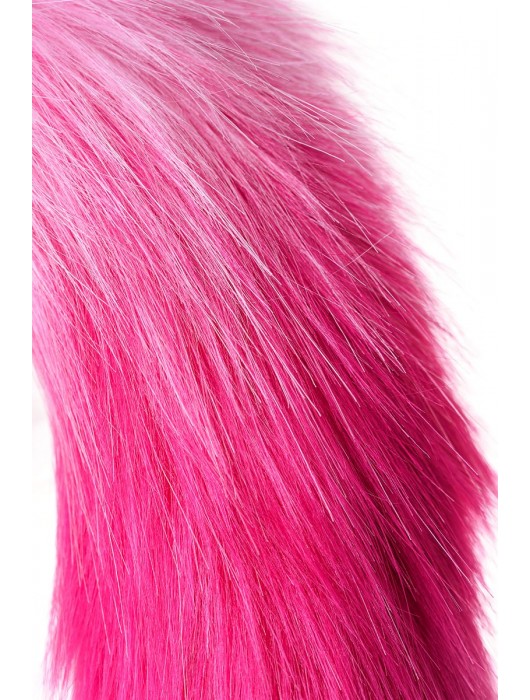 Серебристая анальная втулка с бело-розовым хвостом - размер M - ToyFa - купить с доставкой в Ростове-на-Дону