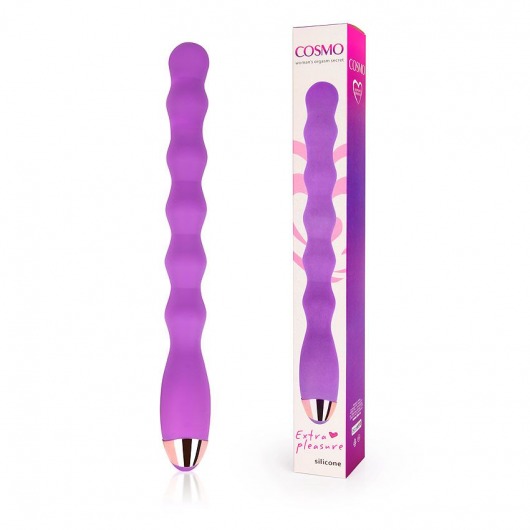 Фиолетовый ребристый вибромассажер - 30,5 см. - Bior toys